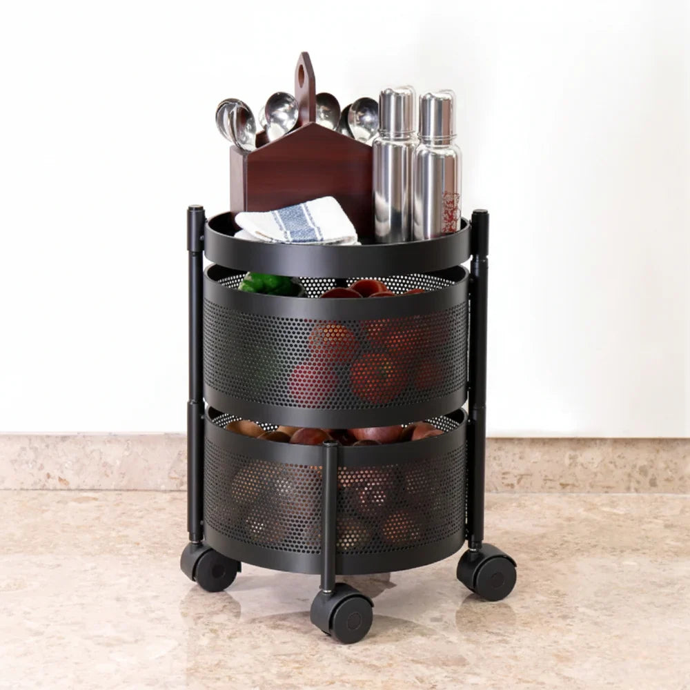 TINUMS Metal 2 Tier Rotating Kitchen Rack (Black)