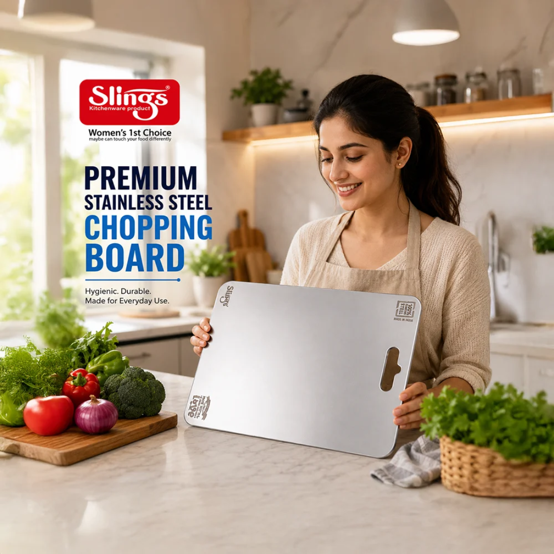 Slings Stainless Steel Big Chopping Board