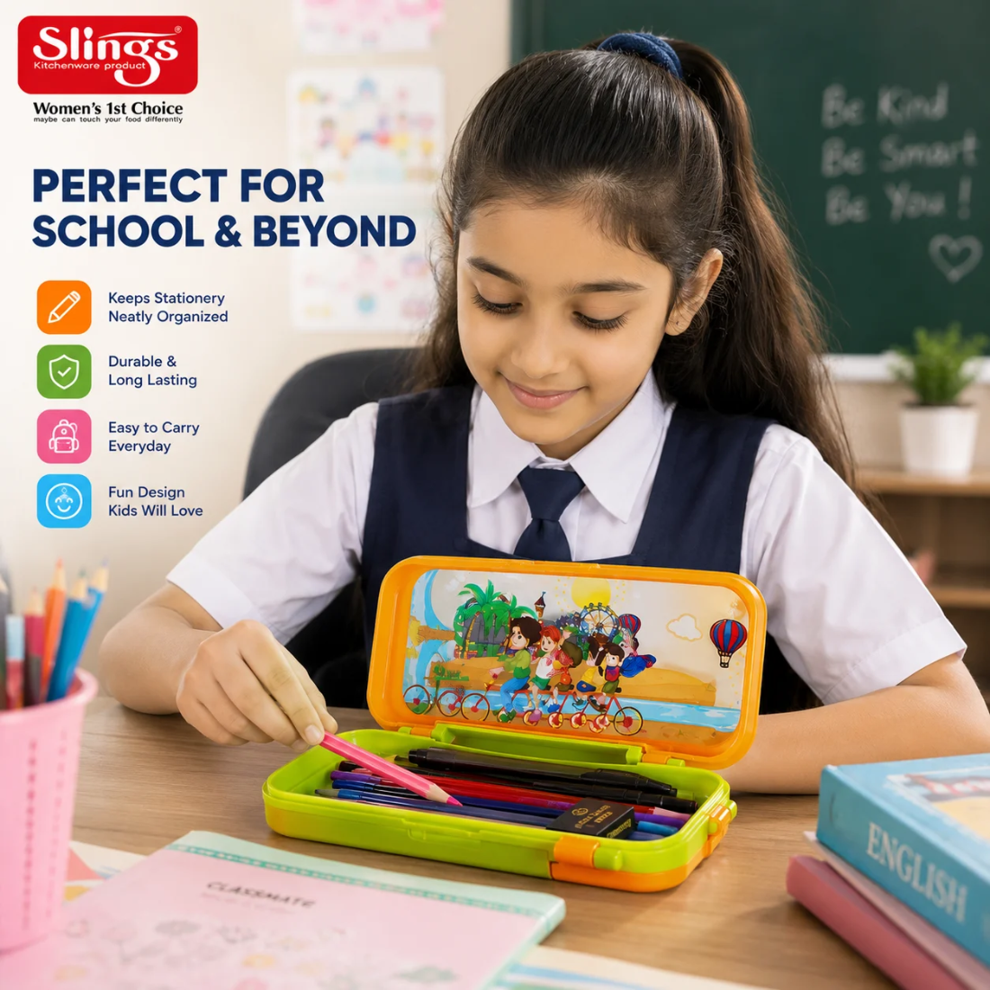 Slings Fany Pencil Box for Kids with Built-in Maze Game