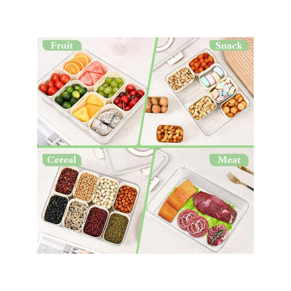 Tinums Plastic Fridge Storage Box with Removable Trays