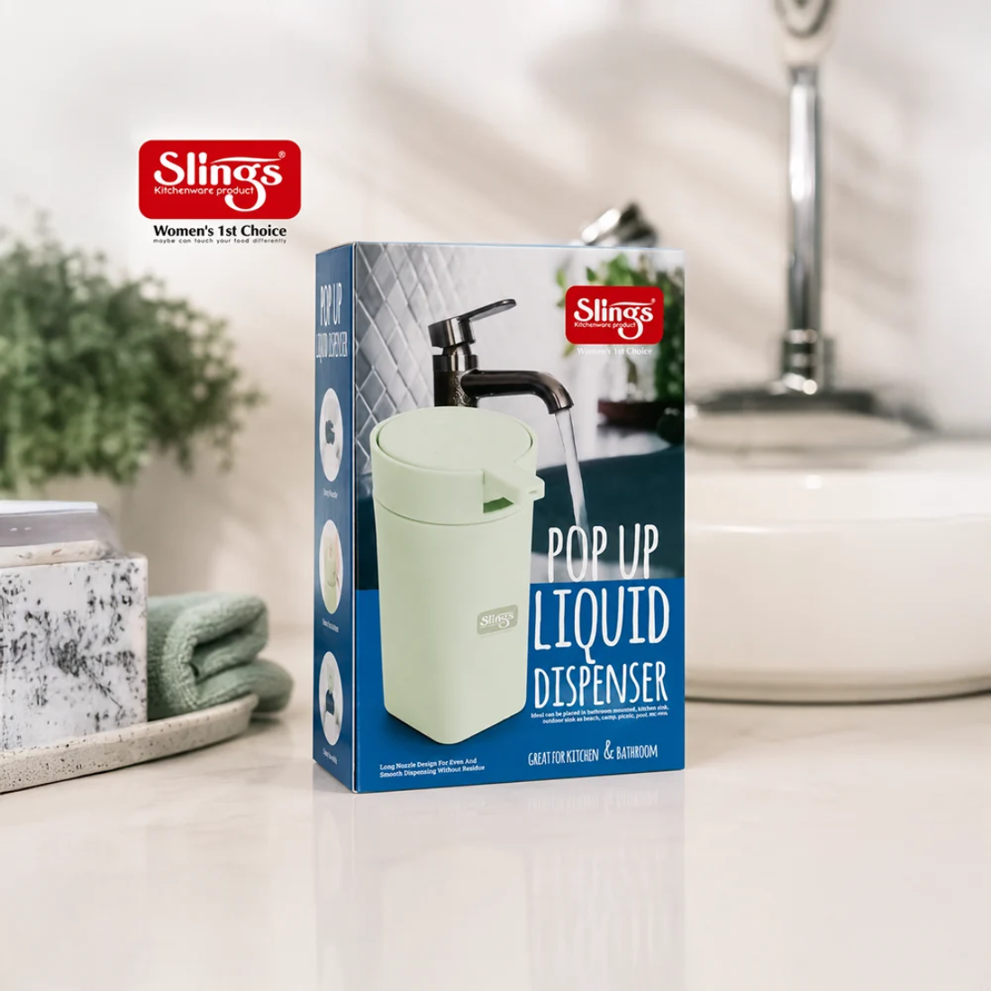 Slings Bathroom pop up Liquid Soap Dispenser