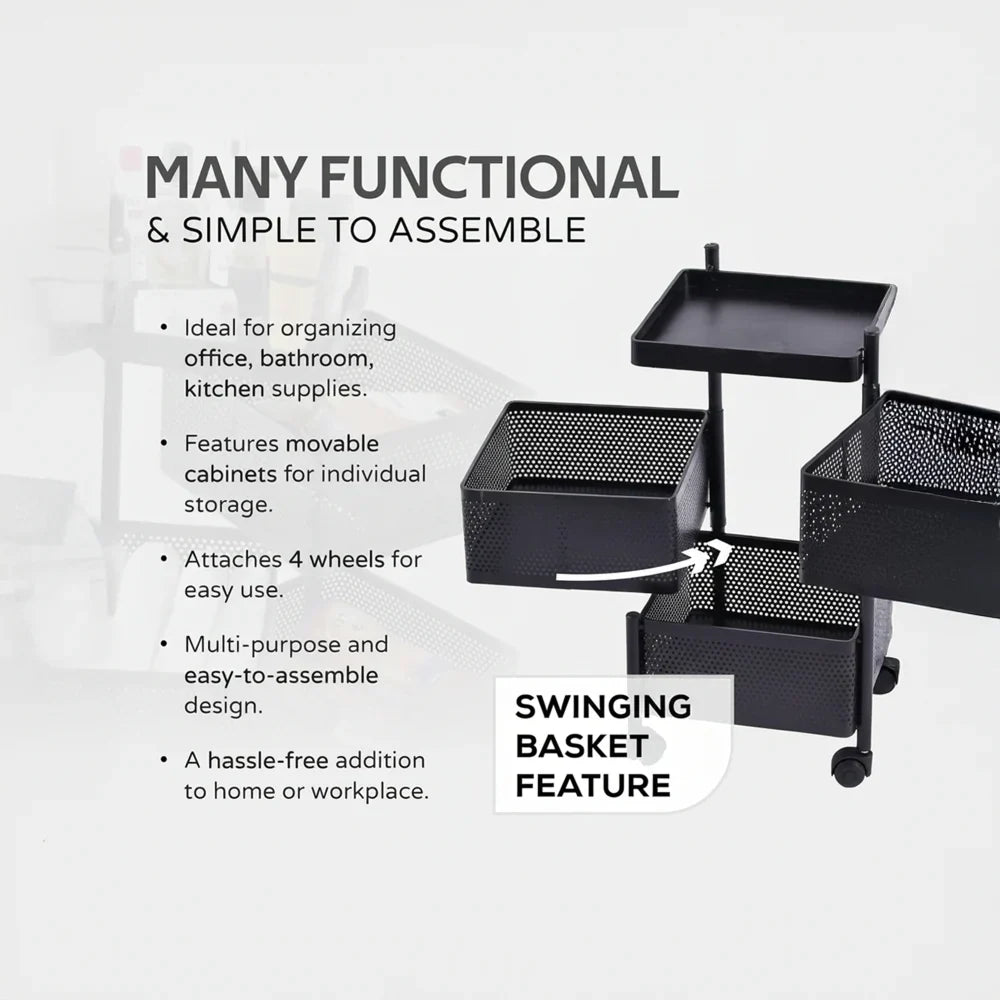 TINUMS Metal 3-Layer Multipurpose Organizer (Black)