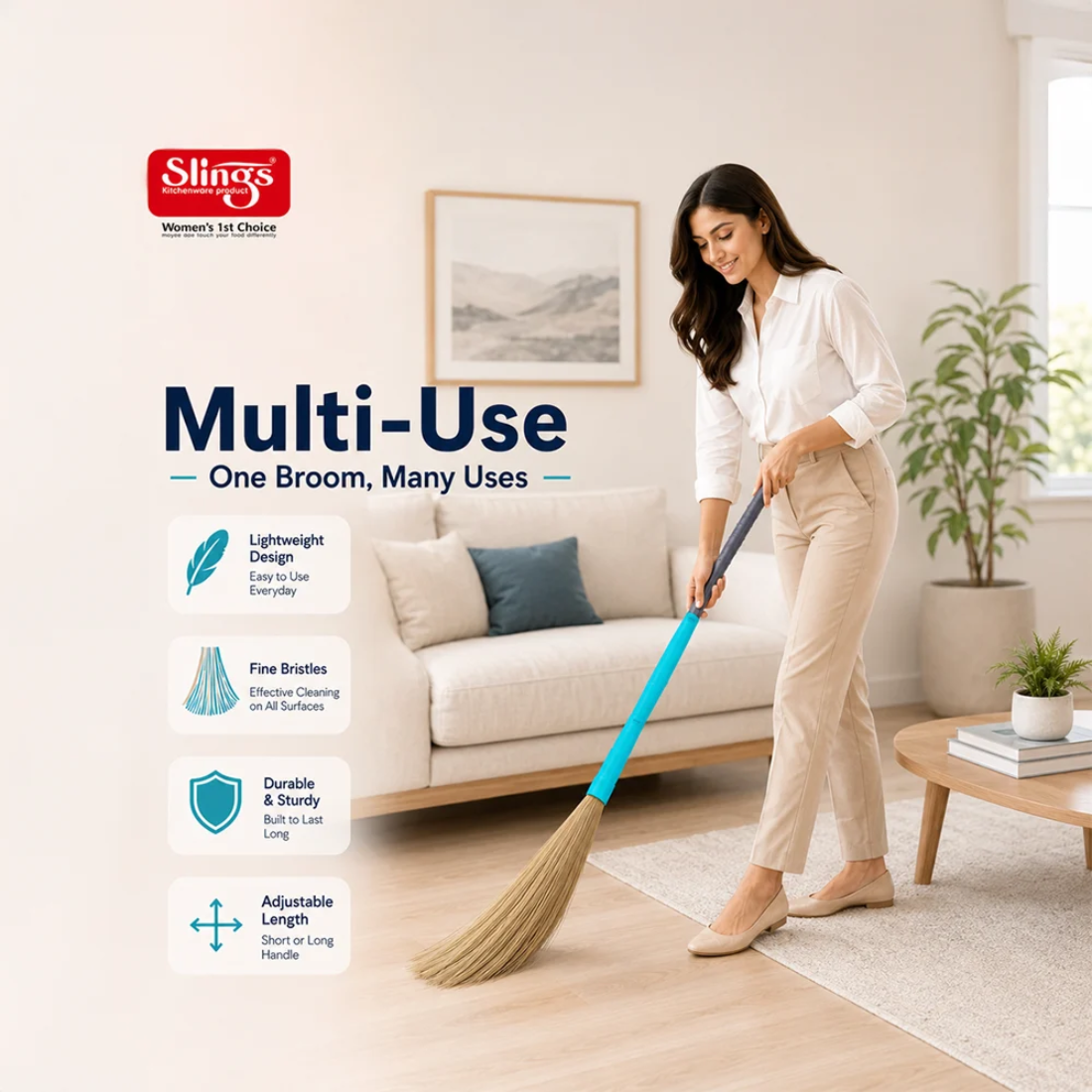 Slings Extendable Long Handle Broom