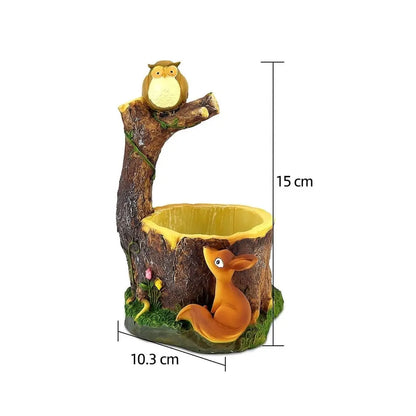 VARKAUS Owl & Squirrel Planter Pot Stand (SET OF 4)