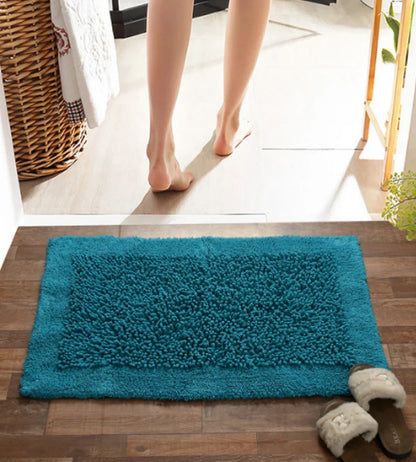 Cotton Tufted Twist Bathmat- Turquoise