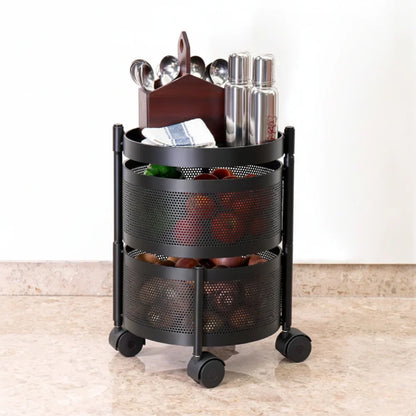 TINUMS Metal 2 Tier Rotating Kitchen Rack (Black)