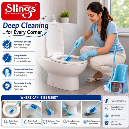 Slings Urban Toilet Brush (Plastic, Sky blue)