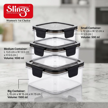 Slings Kito Airtight Kitchen Container (Set of 3)