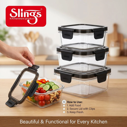 Slings Kito Airtight Kitchen Container (Set of 3)