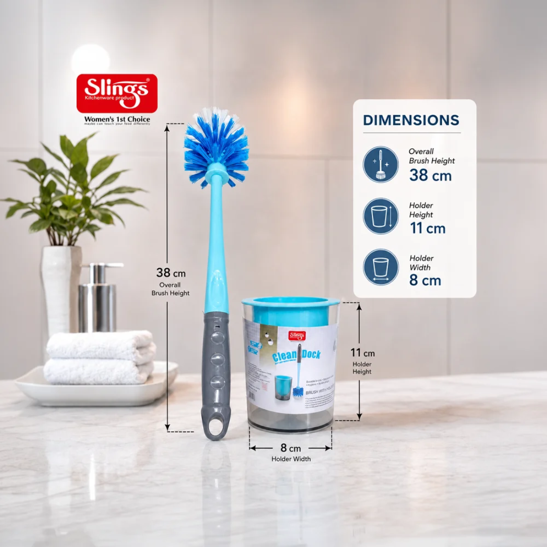 Slings Clean Dock Long Handle Toilet Brush