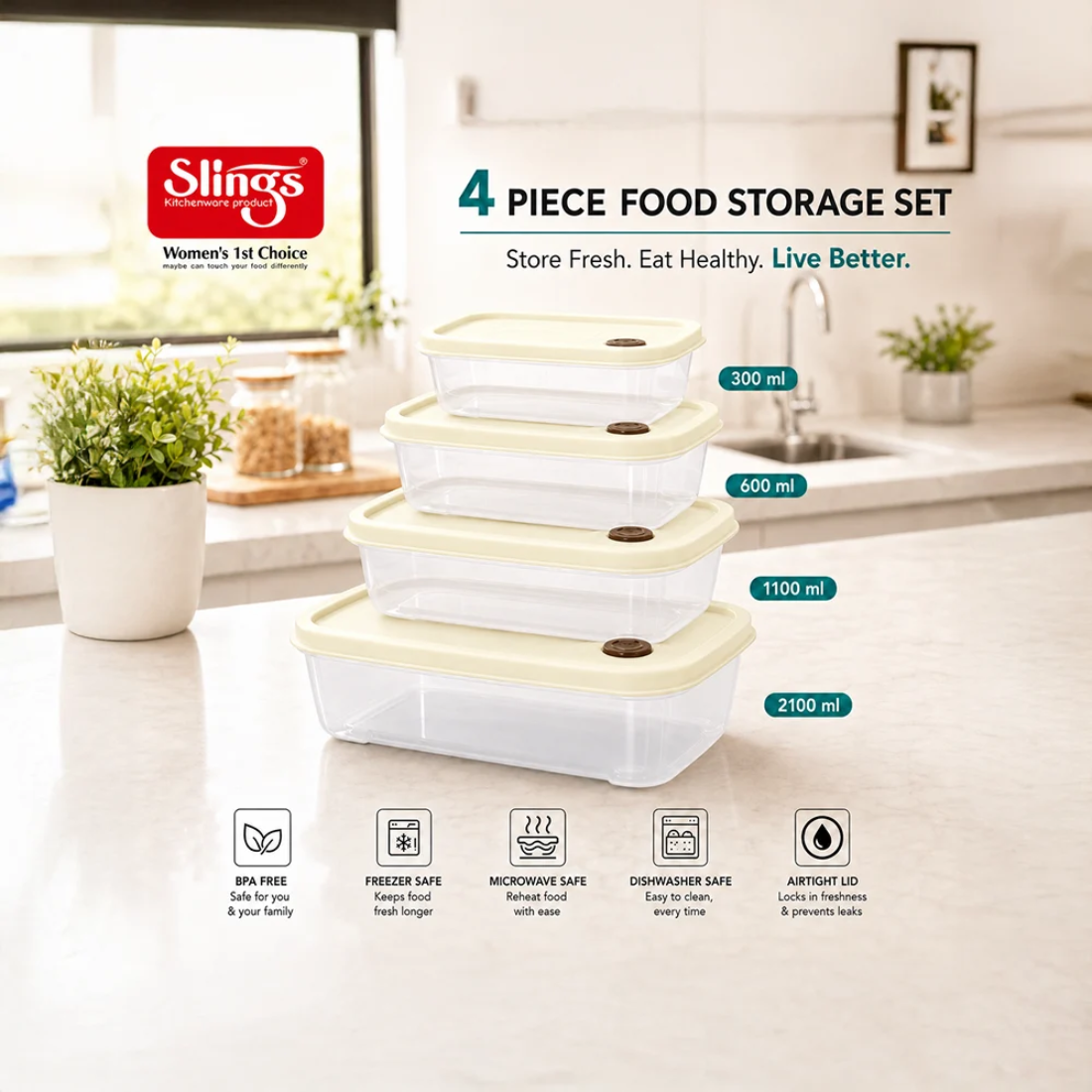 Slings Storage Time Food Container (Set of 4)