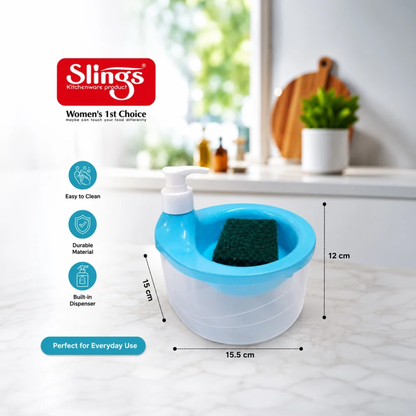 Slings 2 in 1 Raisin Soap Dispenser Pump (Plastic, Sky Blue)