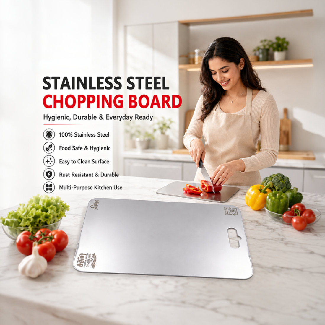 Slings Stainless Steel Medium Chopping Board