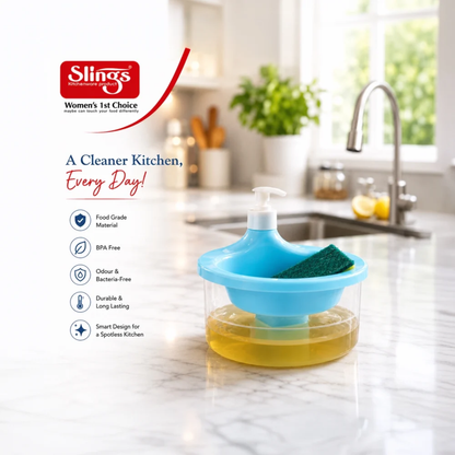 Slings 2 in 1 Raisin Soap Dispenser Pump (Plastic, Sky Blue)