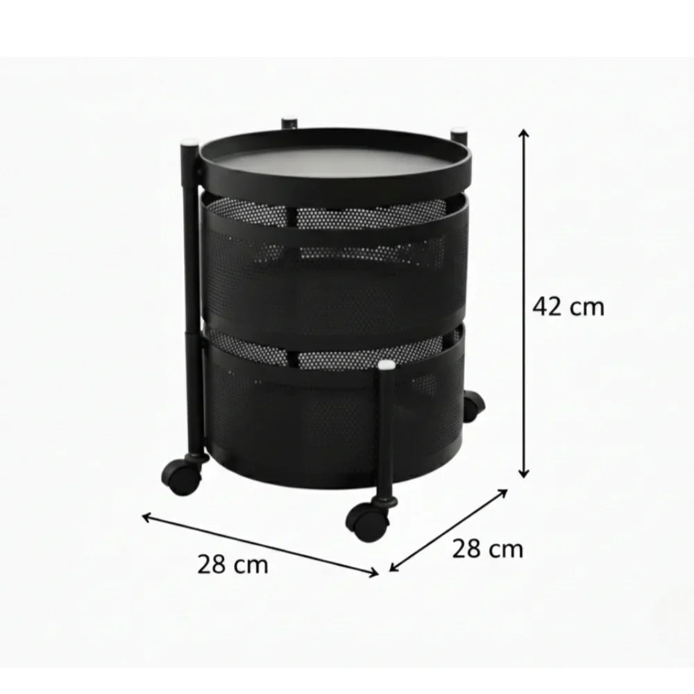 TINUMS Metal 2 Tier Rotating Kitchen Rack (Black)