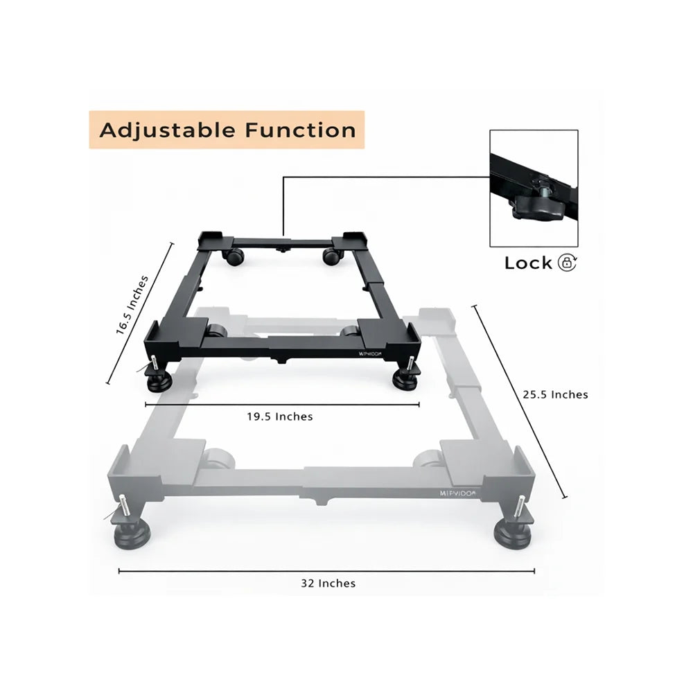 Tinums Metal Washing Machine Stand (Black)