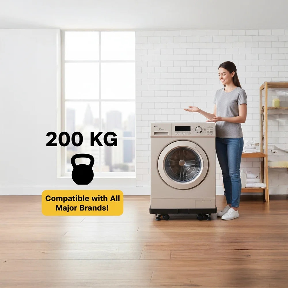 Tinums Metal Washing Machine Stand (Black)