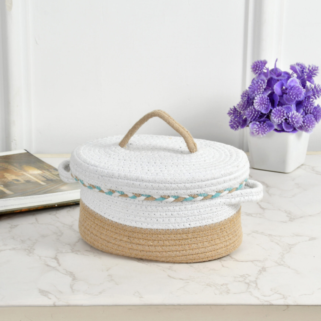 Raise Braided Basket Brown & White