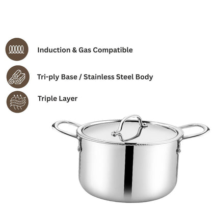 Home Lane Cook & Serve Pot With Lid (Stainless Steel)