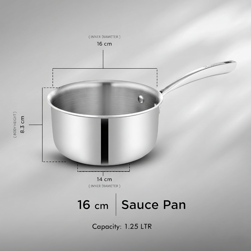 Home Lane Sauce Pan (Stainless Steel)