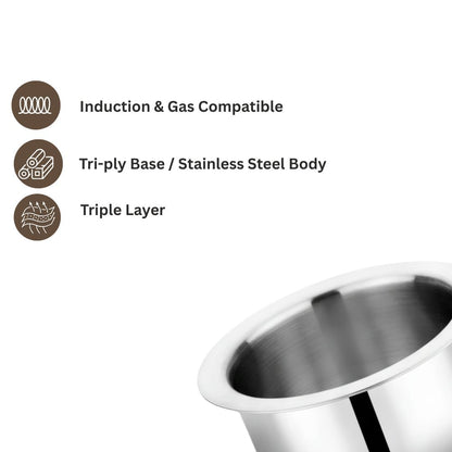 Home Lane Triply Flat Bottom Cooking Tope (Stainless Steel)