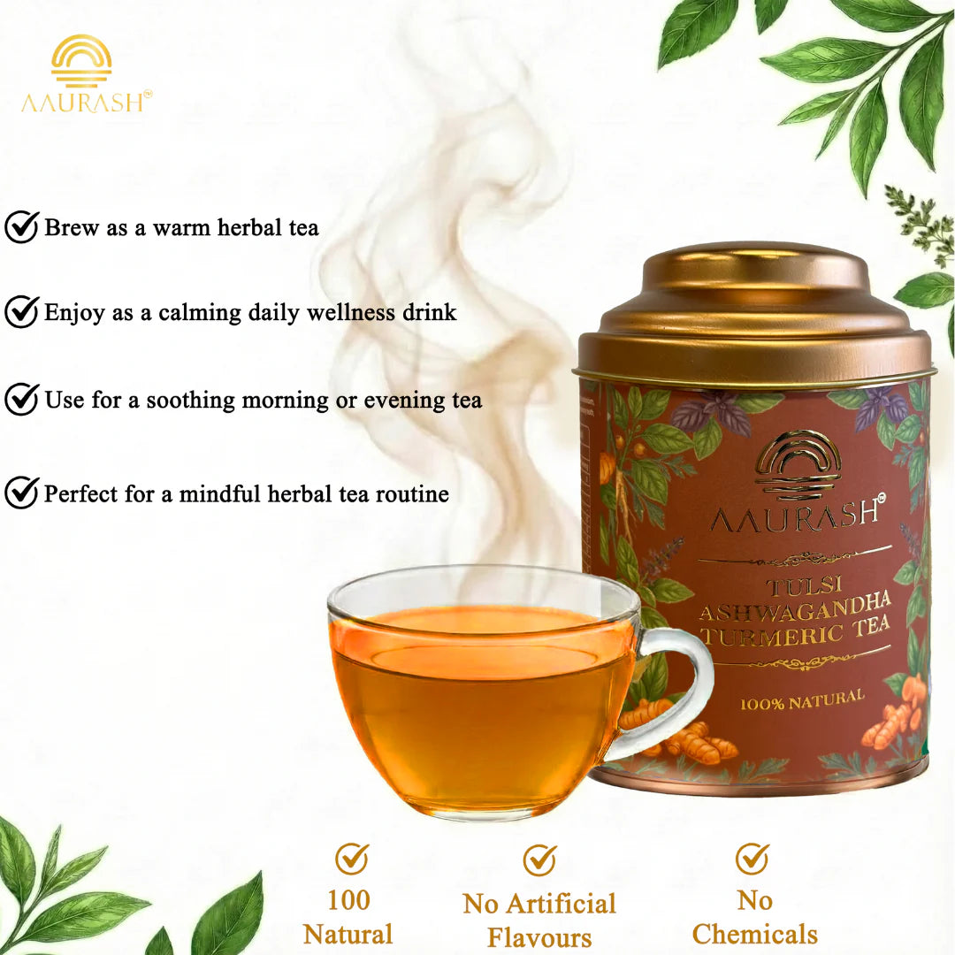 AAURASH Tulsi Ashwagandha Turmeric Herbal Tea