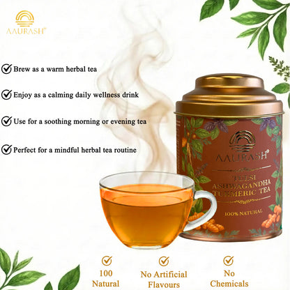AAURASH Tulsi Ashwagandha Turmeric Herbal Tea