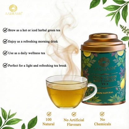 AAURASH Tulsi Lemon Mint Green Tea