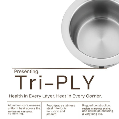 Home Lane Triply Flat Bottom Cooking Tope (Stainless Steel)