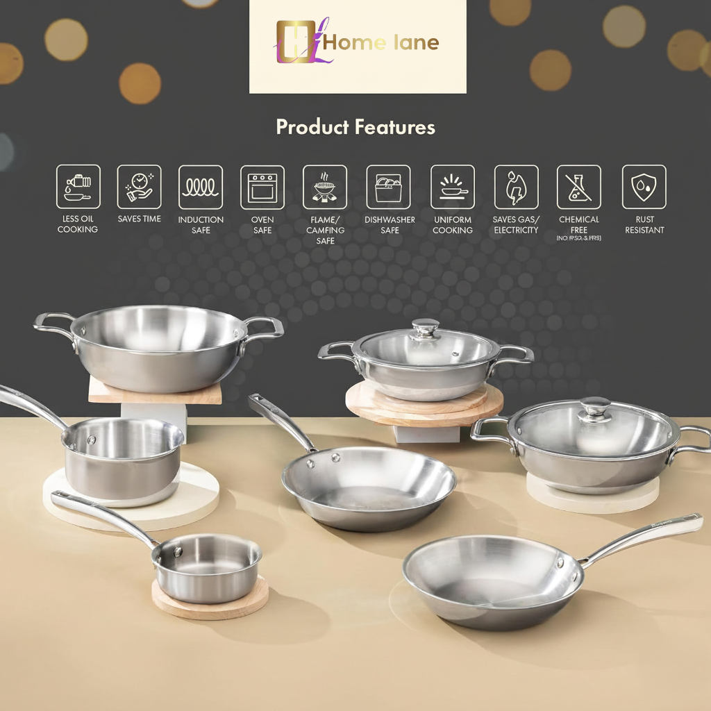 Home Lane Sauce Pan (Stainless Steel)