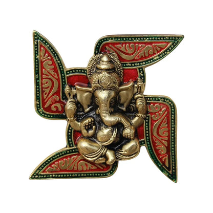 Ganesh On Swastik Wall Decor