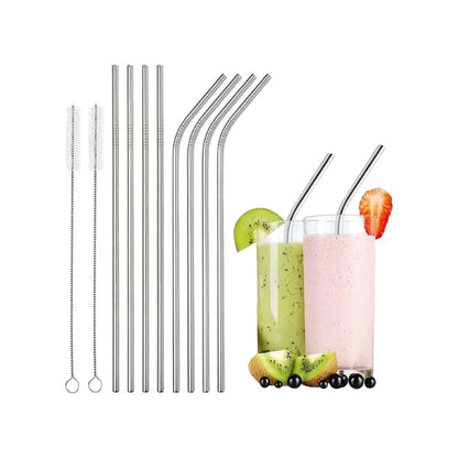 HOME LANE Stainless Steel Straw Set with Brush