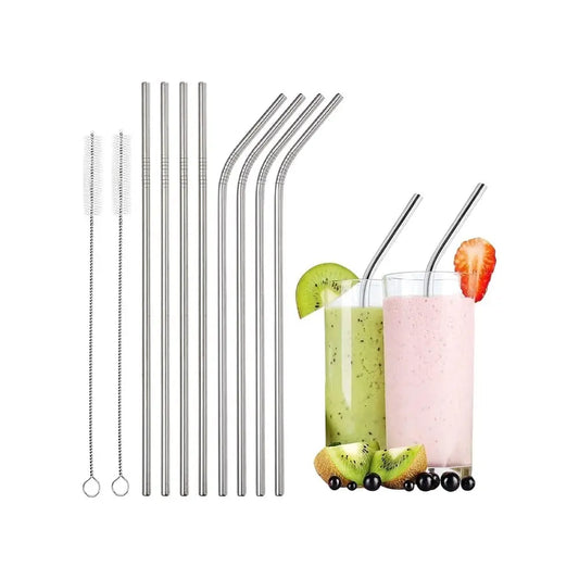 HOME LANE Stainless Steel Straw Set with Brush