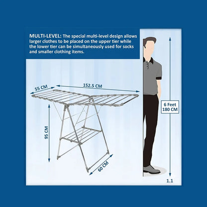 Home Lane Foldable Stainless Steel Cloth Dryer Stand (Grey)