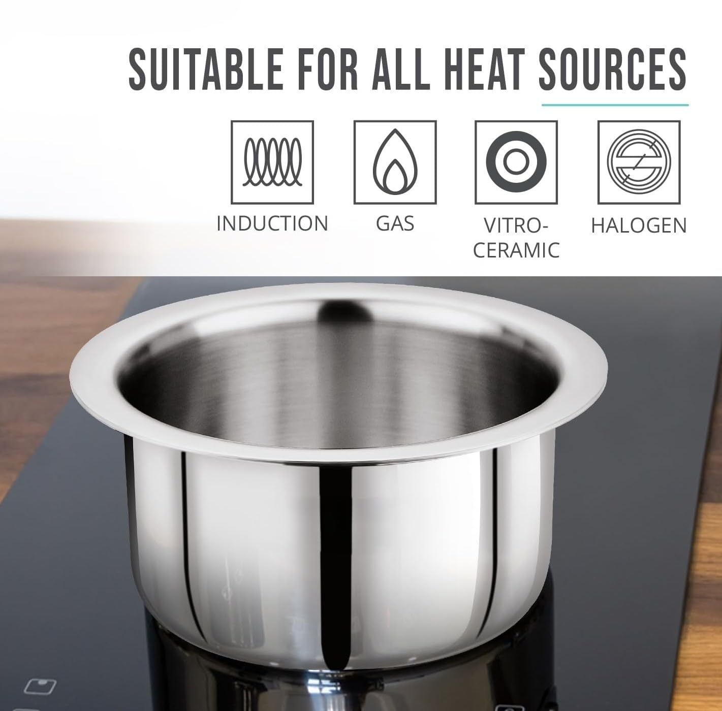 Home Lane Triply Flat Bottom Cooking Tope (Stainless Steel)