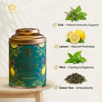 AAURASH Tulsi Lemon Mint Green Tea