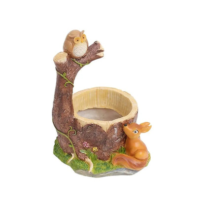 VARKAUS Owl & Squirrel Planter Pot Stand (SET OF 4)