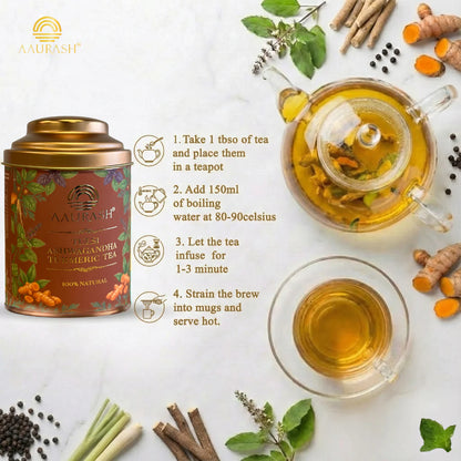 AAURASH Tulsi Ashwagandha Turmeric Herbal Tea
