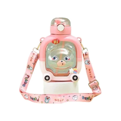 VARKAUS Teddy Bear Water Bottle with Straw