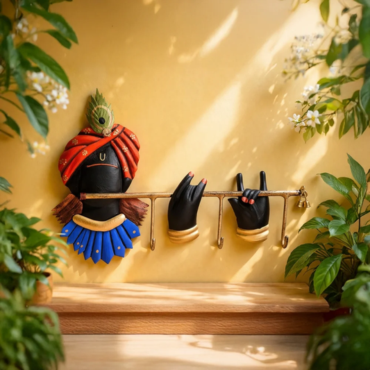 TINUMS Lord Krishna Flute-Inspired Wall Hanging Key Holder