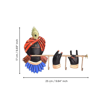 TINUMS Lord Krishna Flute-Inspired Wall Hanging Key Holder
