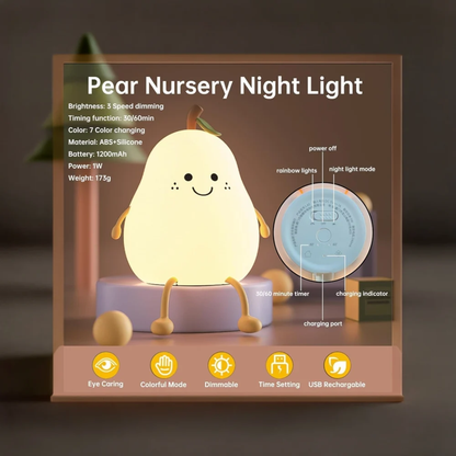 TINUMS Silicone Pear Rechargeable 5 W Night Lamp