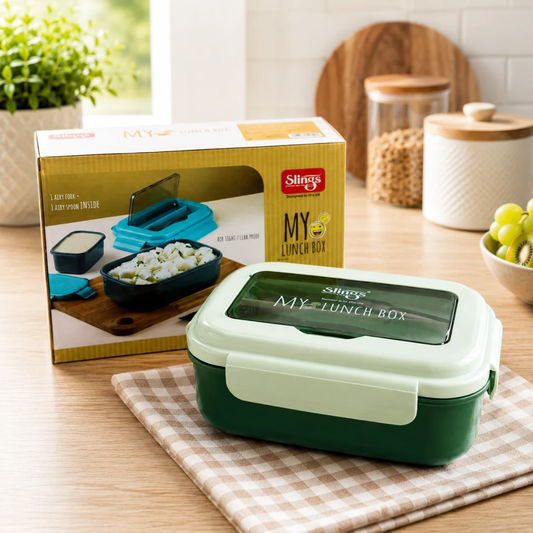 Slings My Lunch Box 700ml + 200ml Airtight Lunch Box with Fork & Spoon