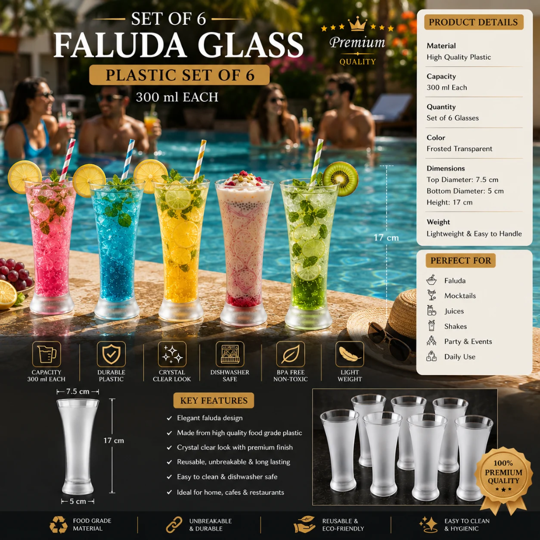 Slings Premium Faluda Glass Set of 6