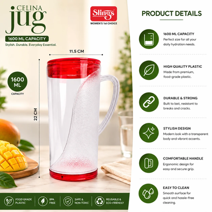 Slings Celina Plastic Water Jug 1600 ML