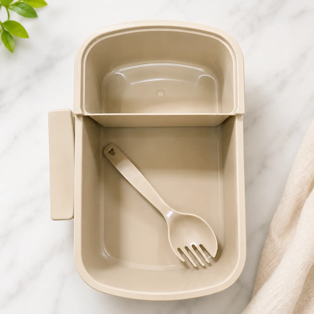 Slings Tasty Lunch Box with Spoon | Durable Plastic Lunch ( Dark Green )