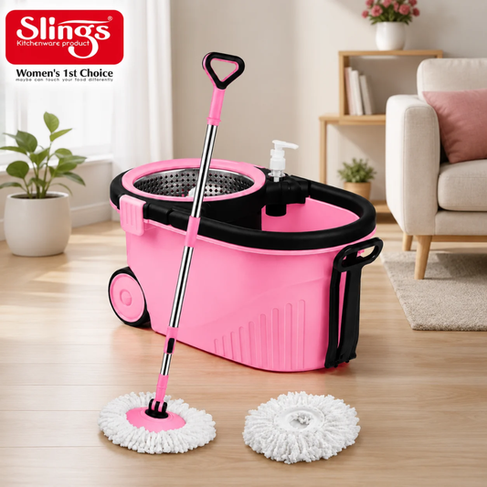 Slings Spin Mop & Bucket Set with 2 Microfiber Refills