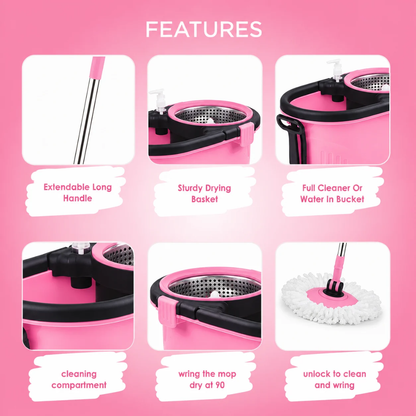 Slings Spin Mop & Bucket Set with 2 Microfiber Refills