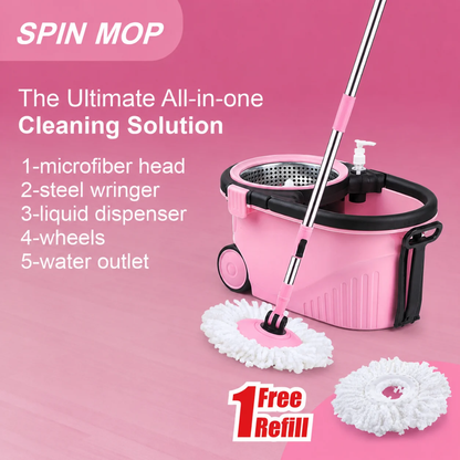 Slings Spin Mop & Bucket Set with 2 Microfiber Refills