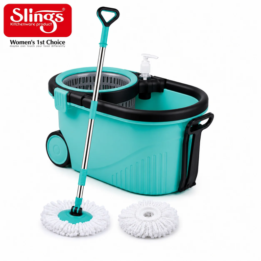 Slings Comfort Clean Easy Spin Mop Bucket Set (Plastic Jali)